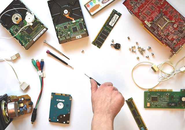 Close-up of computer hardware being repaired